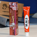 M.M.3 Cream packaging and tube on a blurred background