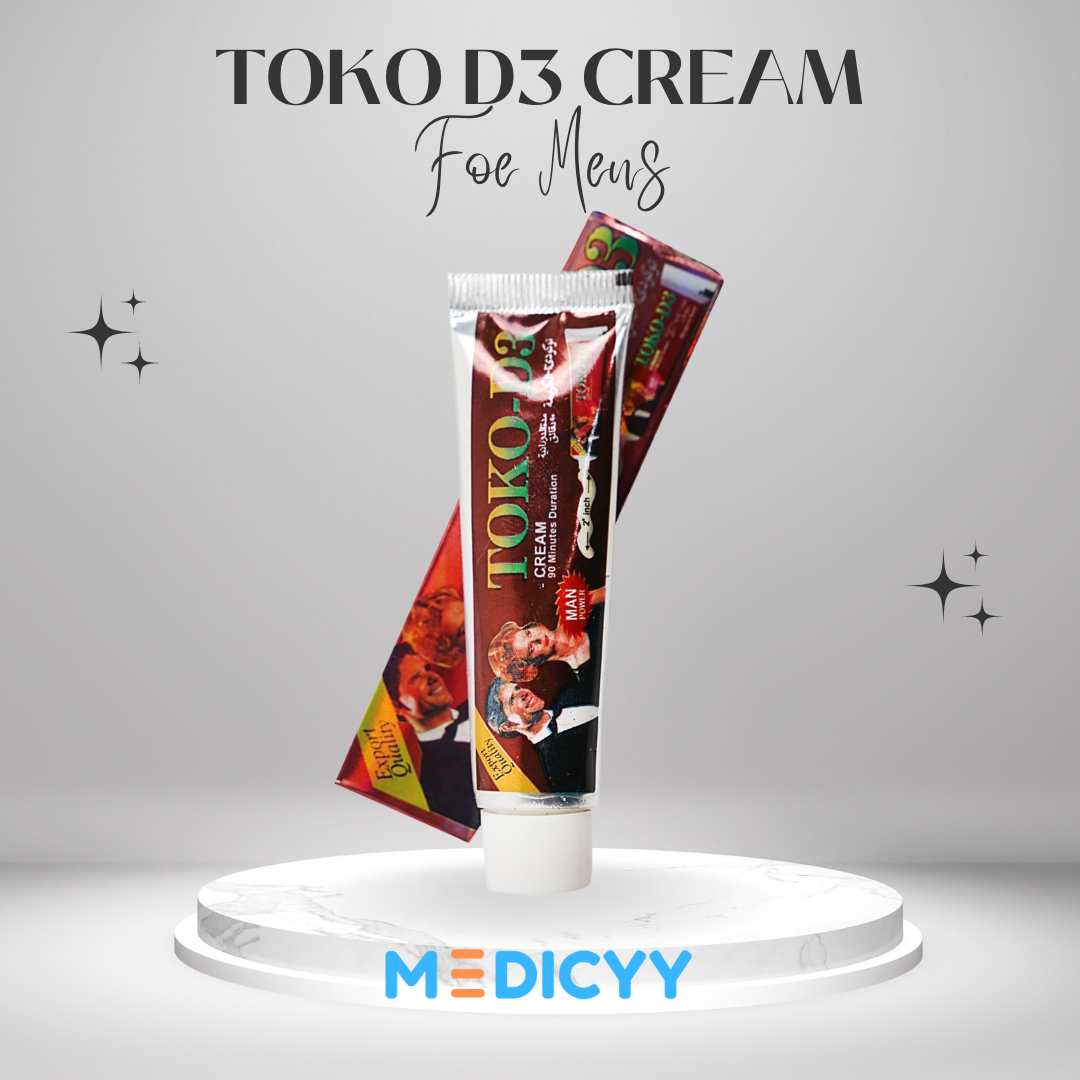 TOKO D3 CREAM packaging on a white platform with 'MEDICYY' branding.